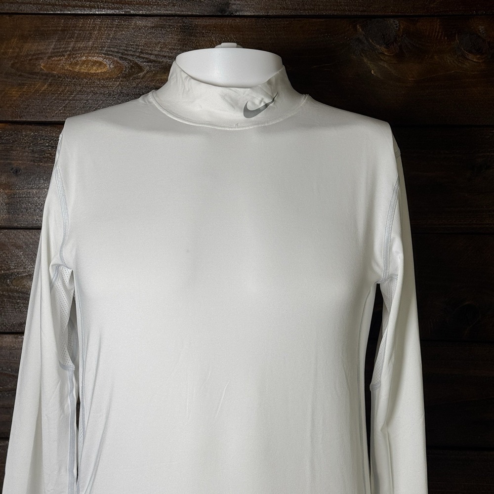 Nike Golf Tour Performance Dri Fit Shirt Mens S Mock Neck White Long Sleeve - Picture 5 of 16